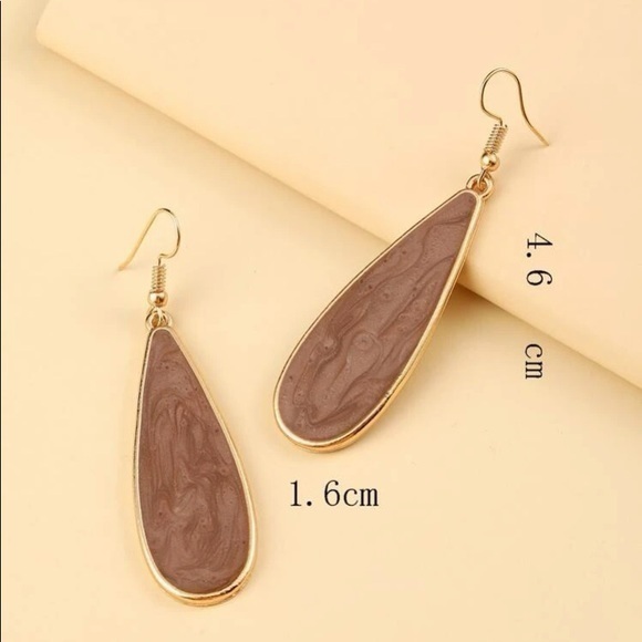Water Drop Earrings Brown Golden - Picture 4 of 5